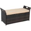 imageOutvita 40 Gallon Outdoor Storage Box Patio Rattan Storage Bench with Cushion for Backyard Balcony Poolside Garden BrownBrown