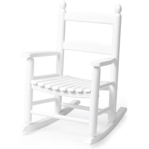 imageOutvita Outdoor Childrens Rocking Chair AllWeather Wooden Porch Rocker with High Backrest Ideal for Garden Yard and Balcony Patio Rocking Chair Suitable for Kids Ages 36WhiteWhite