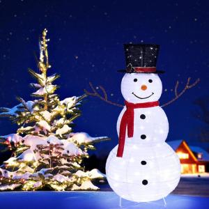imageOutvita Outdoor Christmas Decorations 4ft Electric Snowman with Motor ampamp 120 LED Lights Lighted White Foldable Popup Snowman for Xmas Indoor and Outdoor Lawn Garden Yard Holiday DecorSmile Snowman