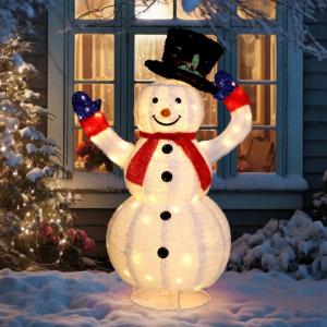 imageOutvita Outdoor Christmas Decorations 4ft Electric Snowman with Motor ampamp 120 LED Lights Lighted White Foldable Popup Snowman for Xmas Indoor and Outdoor Lawn Garden Yard Holiday DecorMotorized Snowman
