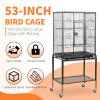 imageOutvita Bird Cage 53quot Large Metal Flight Bird Cage with Rolling Stand ampamp Storage Shelf for Parrots Lovebird Cockatiel Parakeets PigeonBlack