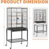 imageOutvita Bird Cage 53quot Large Metal Flight Bird Cage with Rolling Stand ampamp Storage Shelf for Parrots Lovebird Cockatiel Parakeets PigeonBlack