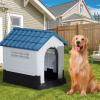imageOutvita Outdoor Dog House Plastic Dog Shelter for Small to Medium Size Dogs Waterproof Durable Indoor Puppy House with Air Vents Elevated Floor Easy to Assemble 315quotx265quotx31quot BlueBlue 31in