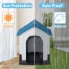 imageOutvita Outdoor Dog House Plastic Dog Shelter for Small to Medium Size Dogs Waterproof Durable Indoor Puppy House with Air Vents Elevated Floor Easy to Assemble 315quotx265quotx31quot BlueBlue 31in