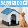 imageOutvita Outdoor Dog House Plastic Dog Shelter for Small to Medium Size Dogs Waterproof Durable Indoor Puppy House with Air Vents Elevated Floor Easy to Assemble 315quotx265quotx31quot BlueBlue 31in