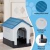 imageOutvita Outdoor Dog House Plastic Dog Shelter for Small to Medium Size Dogs Waterproof Durable Indoor Puppy House with Air Vents Elevated Floor Easy to Assemble 315quotx265quotx31quot BlueBlue 31in