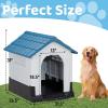 imageOutvita Outdoor Dog House Plastic Dog Shelter for Small to Medium Size Dogs Waterproof Durable Indoor Puppy House with Air Vents Elevated Floor Easy to Assemble 315quotx265quotx31quot BlueBlue 31in