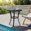 imageOutvita Outdoor Round Side Table Small Metal End Table Black Coffee Table for Patio Lawn Garden Living Room Bedroom Sturdy Single LayerSingle Layer