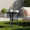 imageOutvita Outdoor Round Side Table Small Metal End Table Black Coffee Table for Patio Lawn Garden Living Room Bedroom Sturdy Single LayerSingle Layer