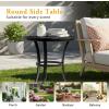 imageOutvita Outdoor Round Side Table Small Metal End Table Black Coffee Table for Patio Lawn Garden Living Room Bedroom Sturdy Single LayerSingle Layer