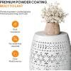 imageOutvita Outdoor and Indoor Lace Cut Iron End Side Table Round Hollow Metal Drum Shape Patio TableGarden Stool Accent Table for Porch Balcony Living Room Poolside Bed WhiteWhite
