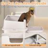 imageOutvita Stainless Steel Litter Box with Lid Extra Large Litter Boxes for Big Cats XL Large Metal Litter Box with High Sides NonSticky AntiUrine Leakage Easy to Cleaning GrayWhite