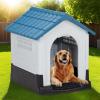 imageOutvita Outdoor Dog House Plastic Dog Shelter for Small to Medium Size Dogs Waterproof Durable Indoor Puppy House with Air Vents Elevated Floor Easy to Assemble 315quotx265quotx31quot BlueBlue 31in