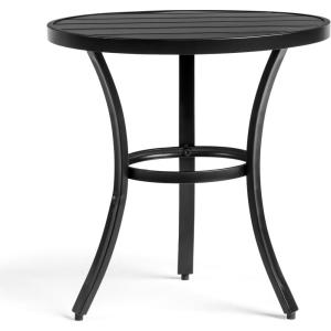 imageOutvita Outdoor Round Side Table Small Metal End Table Black Coffee Table for Patio Lawn Garden Living Room Bedroom Sturdy Single LayerSingle Layer