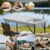 imageOutvita Fish Cleaning Table Portable Folding Camping Table 45quot HDPE Outdoor Fish Cleaning Station with Sink 360 Stainless Steel Faucet Drainage Hose Working Platform for Camping Food HandlingBasic TableGray