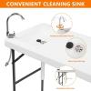 imageOutvita Fish Cleaning Table Portable Folding Camping Table 45quot HDPE Outdoor Fish Cleaning Station with Sink 360 Stainless Steel Faucet Drainage Hose Working Platform for Camping Food HandlingBasic TableWhite