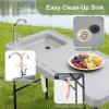 imageOutvita Fish Cleaning Table Portable Folding Camping Table 45quot HDPE Outdoor Fish Cleaning Station with Sink 360 Stainless Steel Faucet Drainage Hose Working Platform for Camping Food HandlingBasic TableGray