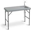 imageOutvita Fish Cleaning Table Portable Folding Camping Table 45quot HDPE Outdoor Fish Cleaning Station with Sink 360 Stainless Steel Faucet Drainage Hose Working Platform for Camping Food HandlingBasic TableGray