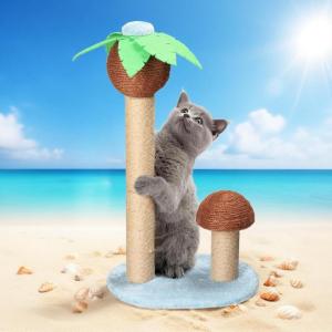 imageOutvita 257 in Coconut Palm Tree Cat Scratching Post Cute Cat Scratcher with Sisal Posts Dangling Balls for Indoor Cats