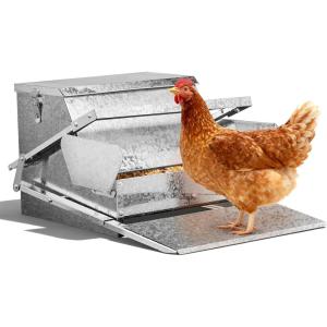 imageOutvita Automatic Treadle Chicken Feeder 15 Lbs No Waste No Spill Rodent Proof Metal Chicken Feeder with Weatherproof Lid Chicken Supplies for Your Chickens Duck Bantams Pheasants Poultry Coop25 Lbs Capacity