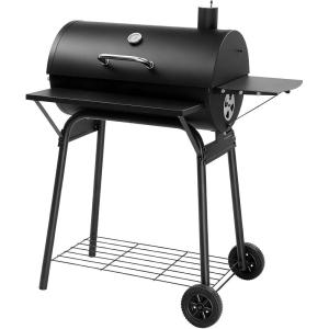 imageOutvita Barrel Charcoal Grill with Warming Rack Outdoor BBQ Grill with Side Front Table with Spacious Cooking Grid Area for Backyard Patio Picnic Parties Camping BlackLarge Size