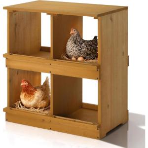 imageOutvita Nesting Boxes for Chickens 8 Compartments Wood Chicken Nesting Box Wall Mount Versatile Use Nest Box for Chicken Coop Easy to Assemble for Chickens Hens Ducks4 Compartments