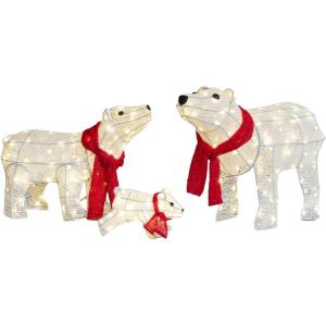 imageOutvita Set of 3 Lighted Santa and Snowman and Xmas Tree Christmas Decorations Prelit Pull Up Holiday Decor with 100 Warm White LED Lights for Xmas Outdoor Indoor Decor Lighted Holiday Displays3pcs Lighted Polar Bear Family