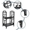 imageOutvita 2 Tier Firewood Log Rack Iron Lumber Storage Holder Wood Pile Stacker Organizer for Indoor Outdoor Fireplace Fire Stove Pit With 4 Fire Tools Hanging Hooks Christmas Elements BrownBlack