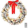 imageOutvita 36in Christmas Wreath Prelit Battery Powered Lighted Artificial Xmas Wreath with 80 Warm Lights and 270 PVC Tips and 18 DIY Ornaments for Front Door Gate Wall Xmas Party DecorationsGreen