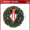 imageOutvita 36in Christmas Wreath Prelit Battery Powered Lighted Artificial Xmas Wreath with 80 Warm Lights and 270 PVC Tips and 18 DIY Ornaments for Front Door Gate Wall Xmas Party DecorationsGreen