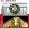 imageOutvita 36in Christmas Wreath Prelit Battery Powered Lighted Artificial Xmas Wreath with 80 Warm Lights and 270 PVC Tips and 18 DIY Ornaments for Front Door Gate Wall Xmas Party DecorationsLightgreen