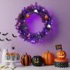 imageOutvita 36in Christmas Wreath Prelit Battery Powered Lighted Artificial Xmas Wreath with 80 Warm Lights and 270 PVC Tips and 18 DIY Ornaments for Front Door Gate Wall Xmas Party DecorationsPurple