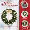 imageOutvita 36in Christmas Wreath Prelit Battery Powered Lighted Artificial Xmas Wreath with 80 Warm Lights and 270 PVC Tips and 18 DIY Ornaments for Front Door Gate Wall Xmas Party DecorationsLightgreen