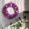 imageOutvita 36in Christmas Wreath Prelit Battery Powered Lighted Artificial Xmas Wreath with 80 Warm Lights and 270 PVC Tips and 18 DIY Ornaments for Front Door Gate Wall Xmas Party DecorationsPurple
