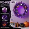 imageOutvita 36in Christmas Wreath Prelit Battery Powered Lighted Artificial Xmas Wreath with 80 Warm Lights and 270 PVC Tips and 18 DIY Ornaments for Front Door Gate Wall Xmas Party DecorationsPurple