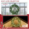 imageOutvita 36in Christmas Wreath Prelit Battery Powered Lighted Artificial Xmas Wreath with 80 Warm Lights and 270 PVC Tips and 18 DIY Ornaments for Front Door Gate Wall Xmas Party DecorationsLightgreen