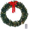 imageOutvita 36in Christmas Wreath Prelit Battery Powered Lighted Artificial Xmas Wreath with 80 Warm Lights and 270 PVC Tips and 18 DIY Ornaments for Front Door Gate Wall Xmas Party DecorationsGreen