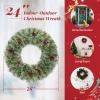 imageOutvita 36in Christmas Wreath Prelit Battery Powered Lighted Artificial Xmas Wreath with 80 Warm Lights and 270 PVC Tips and 18 DIY Ornaments for Front Door Gate Wall Xmas Party DecorationsGreen