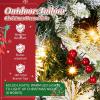imageOutvita 36in Christmas Wreath Prelit Battery Powered Lighted Artificial Xmas Wreath with 80 Warm Lights and 270 PVC Tips and 18 DIY Ornaments for Front Door Gate Wall Xmas Party DecorationsGreen