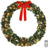 imageOutvita 36in Christmas Wreath Prelit Battery Powered Lighted Artificial Xmas Wreath with 80 Warm Lights and 270 PVC Tips and 18 DIY Ornaments for Front Door Gate Wall Xmas Party DecorationsGreen