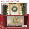imageOutvita 36in Christmas Wreath Prelit Battery Powered Lighted Artificial Xmas Wreath with 80 Warm Lights and 270 PVC Tips and 18 DIY Ornaments for Front Door Gate Wall Xmas Party DecorationsGreen