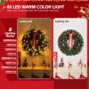 imageOutvita 36in Christmas Wreath Prelit Battery Powered Lighted Artificial Xmas Wreath with 80 Warm Lights and 270 PVC Tips and 18 DIY Ornaments for Front Door Gate Wall Xmas Party DecorationsGreen