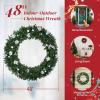 imageOutvita 36in Christmas Wreath Prelit Battery Powered Lighted Artificial Xmas Wreath with 80 Warm Lights and 270 PVC Tips and 18 DIY Ornaments for Front Door Gate Wall Xmas Party DecorationsLightgreen