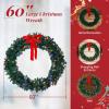 imageOutvita 36in Christmas Wreath Prelit Battery Powered Lighted Artificial Xmas Wreath with 80 Warm Lights and 270 PVC Tips and 18 DIY Ornaments for Front Door Gate Wall Xmas Party DecorationsGreen