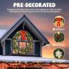 imageOutvita 36in Christmas Wreath Prelit Battery Powered Lighted Artificial Xmas Wreath with 80 Warm Lights and 270 PVC Tips and 18 DIY Ornaments for Front Door Gate Wall Xmas Party DecorationsGreen