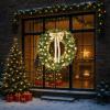 imageOutvita 36in Christmas Wreath Prelit Battery Powered Lighted Artificial Xmas Wreath with 80 Warm Lights and 270 PVC Tips and 18 DIY Ornaments for Front Door Gate Wall Xmas Party DecorationsLightgreen
