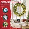 imageOutvita 36in Christmas Wreath Prelit Battery Powered Lighted Artificial Xmas Wreath with 80 Warm Lights and 270 PVC Tips and 18 DIY Ornaments for Front Door Gate Wall Xmas Party DecorationsLightgreen