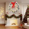 imageOutvita 36in Christmas Wreath Prelit Battery Powered Lighted Artificial Xmas Wreath with 80 Warm Lights and 270 PVC Tips and 18 DIY Ornaments for Front Door Gate Wall Xmas Party DecorationsGreen