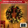 imageOutvita 36in Christmas Wreath Prelit Battery Powered Lighted Artificial Xmas Wreath with 80 Warm Lights and 270 PVC Tips and 18 DIY Ornaments for Front Door Gate Wall Xmas Party DecorationsGreen