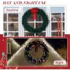 imageOutvita 36in Christmas Wreath Prelit Battery Powered Lighted Artificial Xmas Wreath with 80 Warm Lights and 270 PVC Tips and 18 DIY Ornaments for Front Door Gate Wall Xmas Party DecorationsGreen